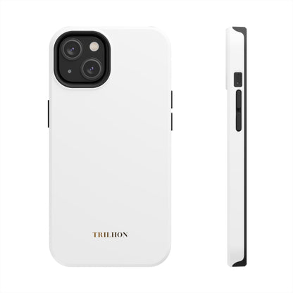 Tough Phone Case — Slim White Protective Case with Gold 'TRILLION' Accent