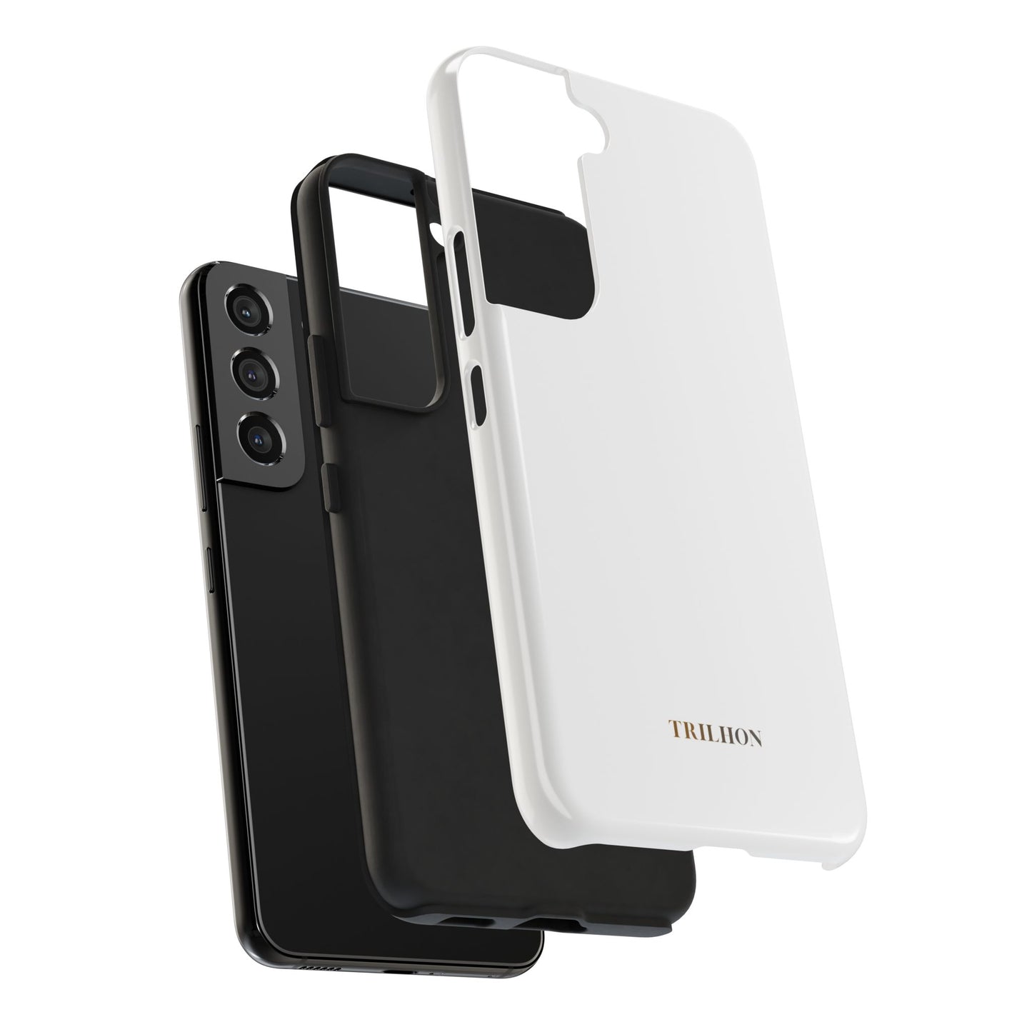 Tough Phone Case — Slim White Protective Case with Gold 'TRILLION' Accent
