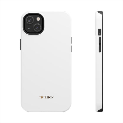 Tough Phone Case — Slim White Protective Case with Gold 'TRILLION' Accent