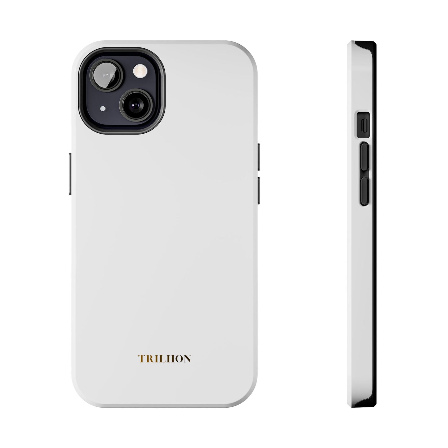 Tough Phone Case — Slim White Protective Case with Gold 'TRILLION' Accent