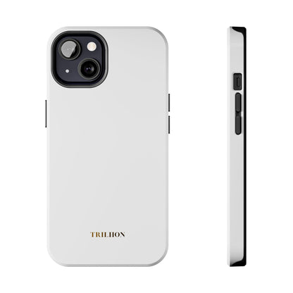 Tough Phone Case — Slim White Protective Case with Gold 'TRILLION' Accent