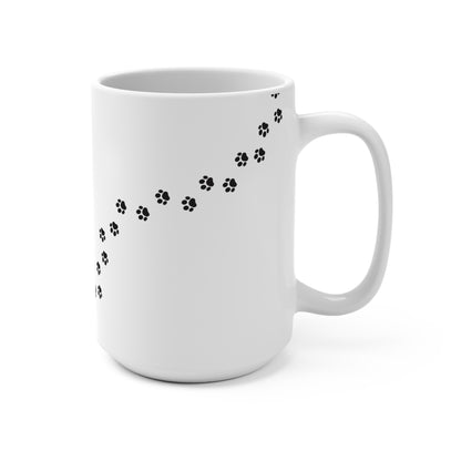 Cat Paw Trail 15oz Ceramic Mug – Cute Pawprint Coffee Cup for Cat Lovers