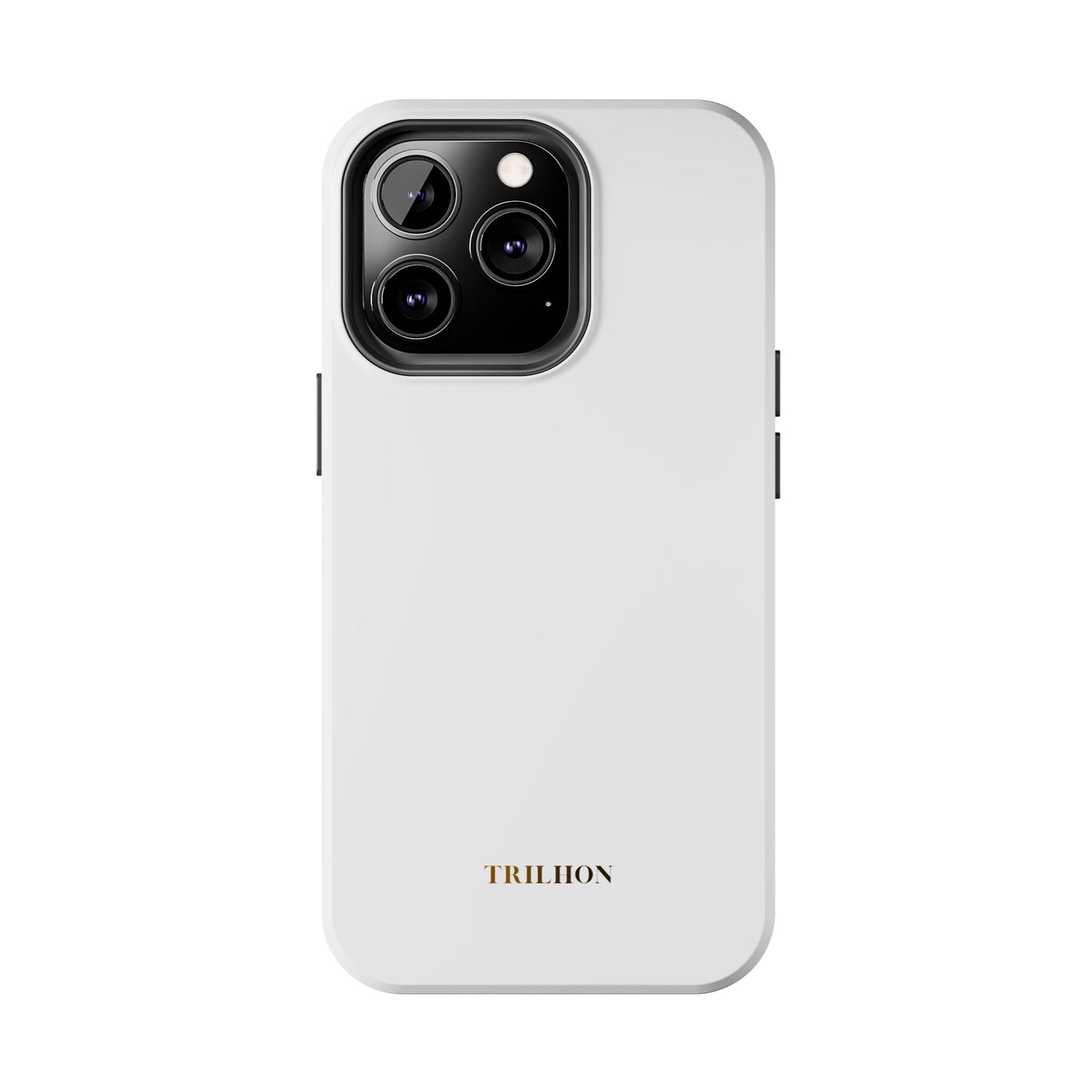 Tough Phone Case — Slim White Protective Case with Gold 'TRILLION' Accent