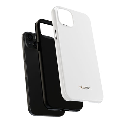 Tough Phone Case — Slim White Protective Case with Gold 'TRILLION' Accent