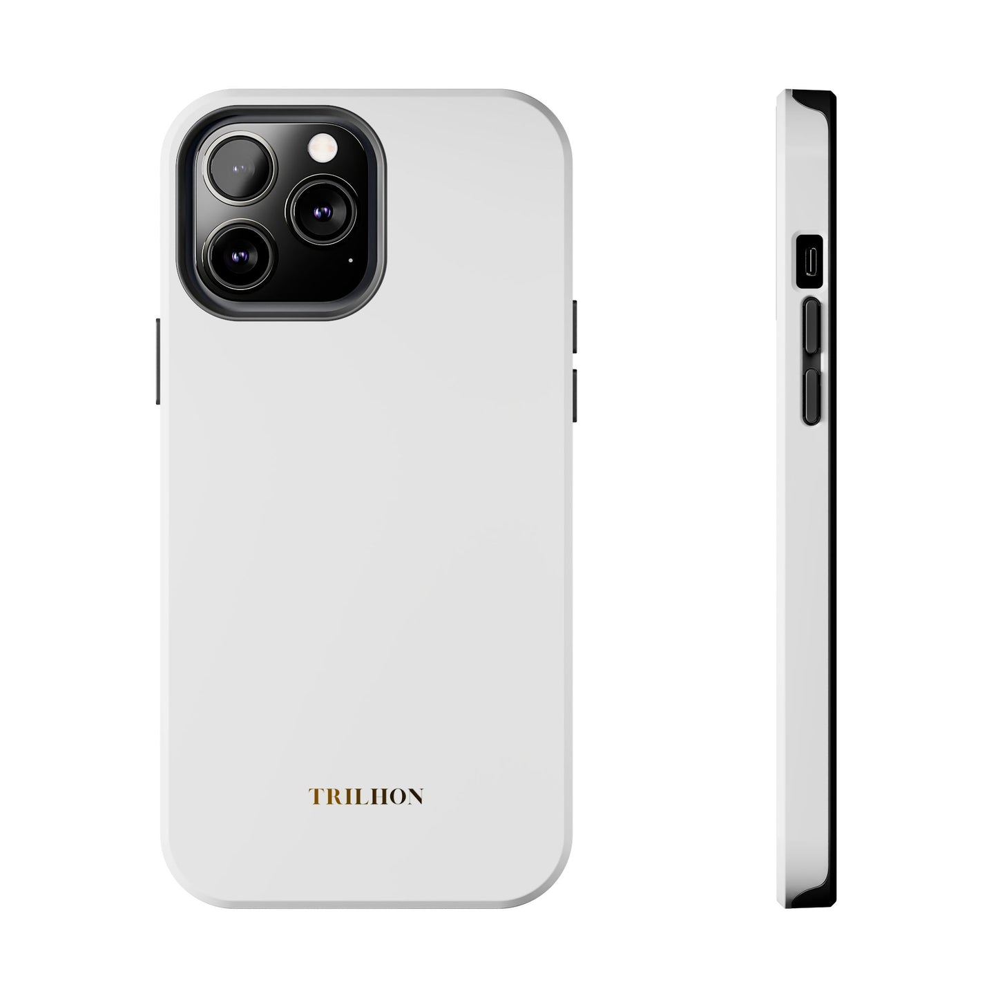 Tough Phone Case — Slim White Protective Case with Gold 'TRILLION' Accent