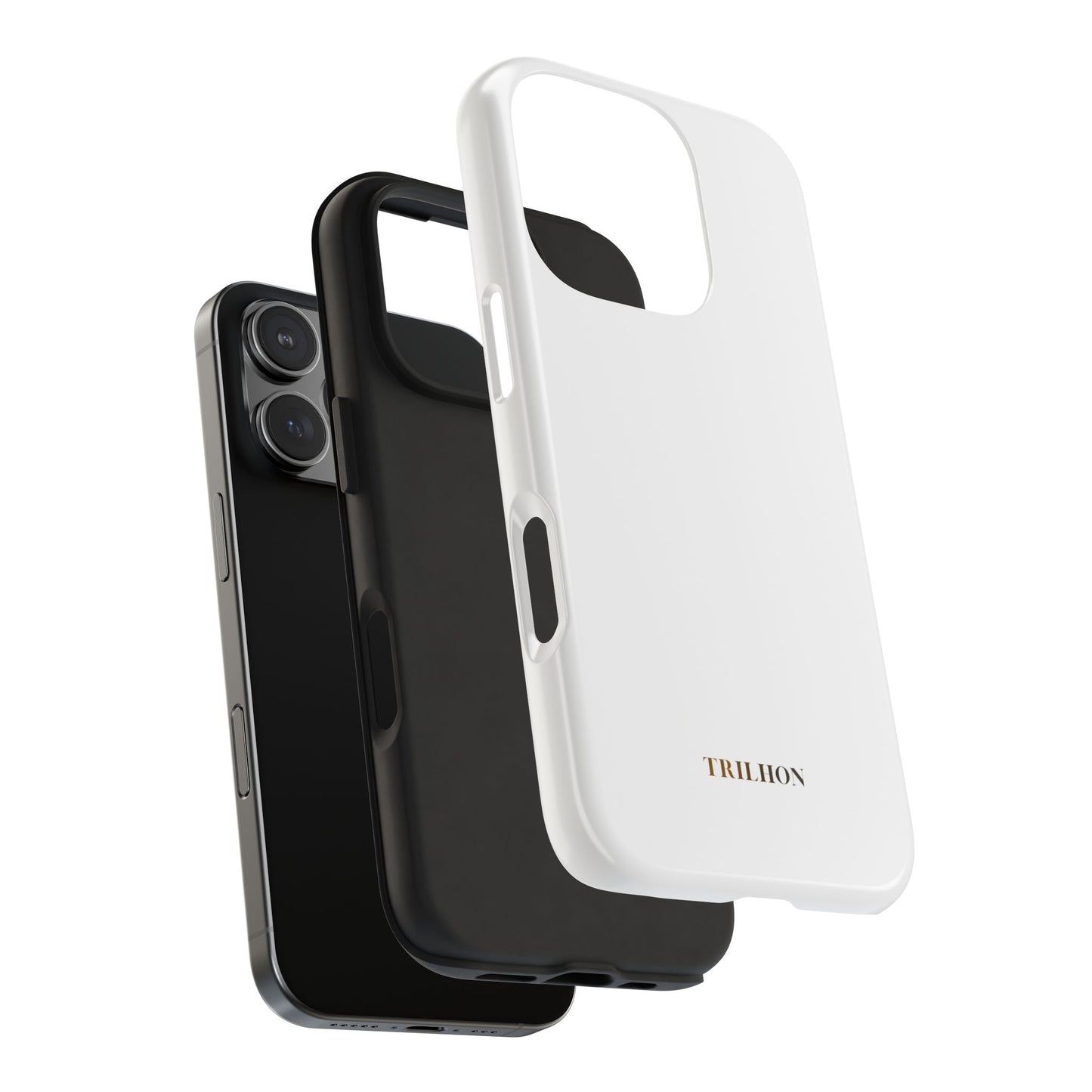 Tough Phone Case — Slim White Protective Case with Gold 'TRILLION' Accent