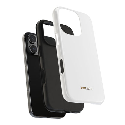 Tough Phone Case — Slim White Protective Case with Gold 'TRILLION' Accent
