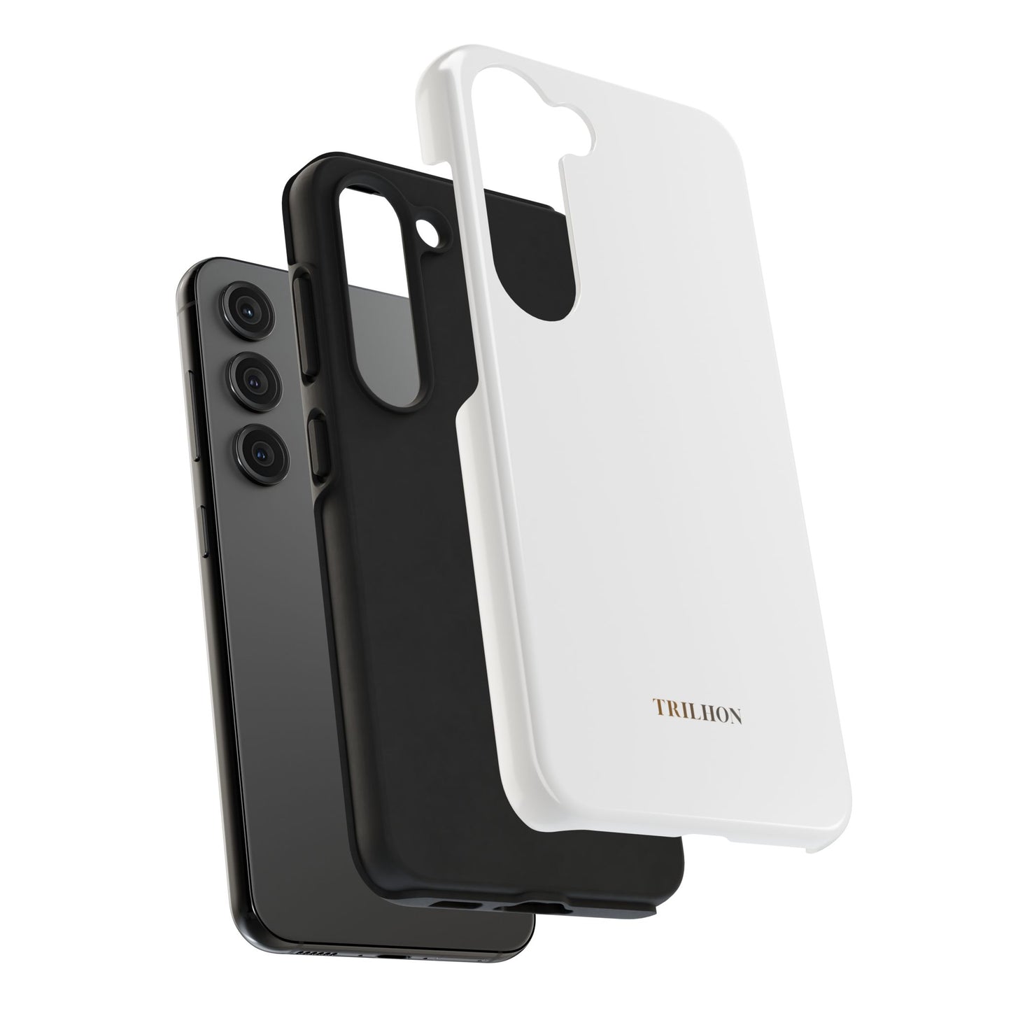Tough Phone Case — Slim White Protective Case with Gold 'TRILLION' Accent