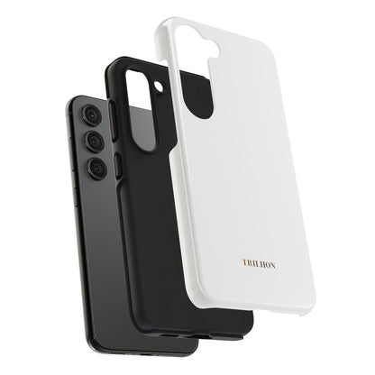 Tough Phone Case — Slim White Protective Case with Gold 'TRILLION' Accent
