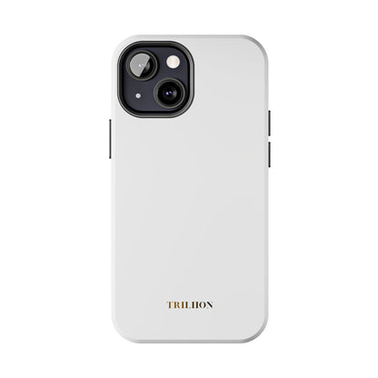 Tough Phone Case — Slim White Protective Case with Gold 'TRILLION' Accent