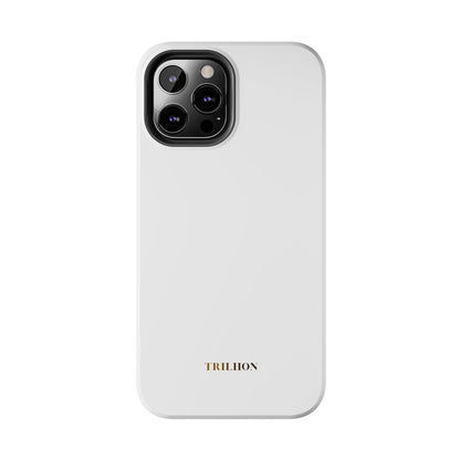 Tough Phone Case — Slim White Protective Case with Gold 'TRILLION' Accent