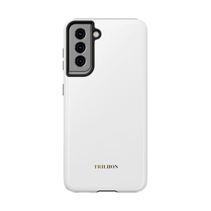 Tough Phone Case — Slim White Protective Case with Gold 'TRILLION' Accent