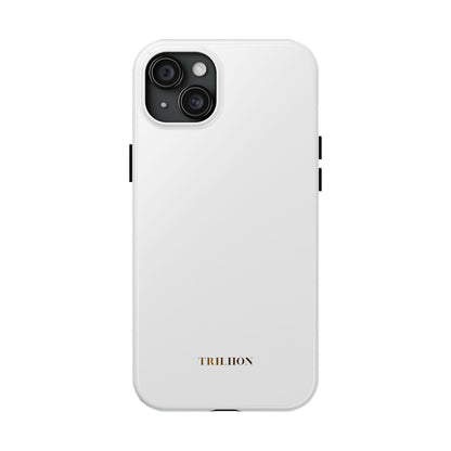 Tough Phone Case — Slim White Protective Case with Gold 'TRILLION' Accent