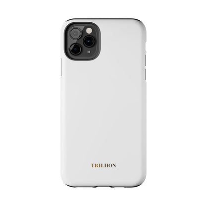 Tough Phone Case — Slim White Protective Case with Gold 'TRILLION' Accent