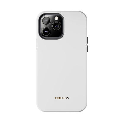 Tough Phone Case — Slim White Protective Case with Gold 'TRILLION' Accent