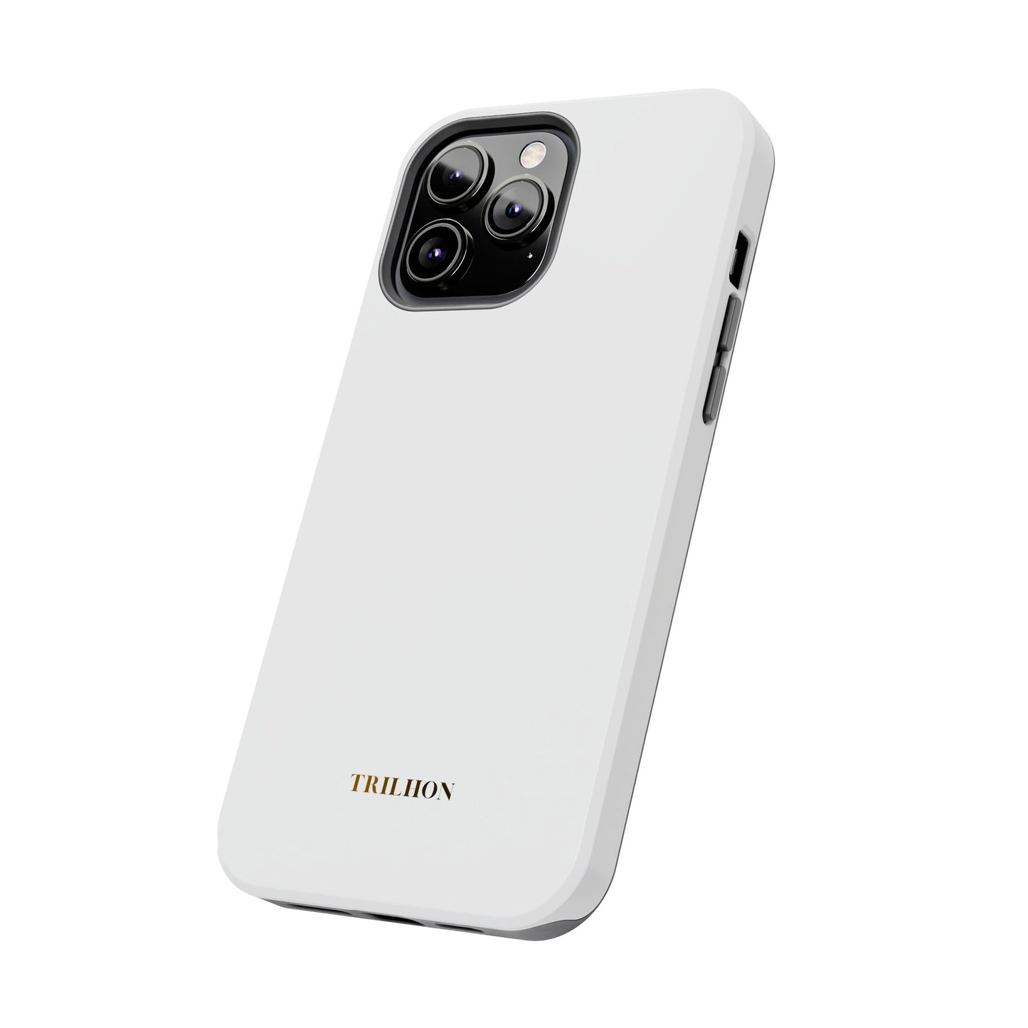 Tough Phone Case — Slim White Protective Case with Gold 'TRILLION' Accent