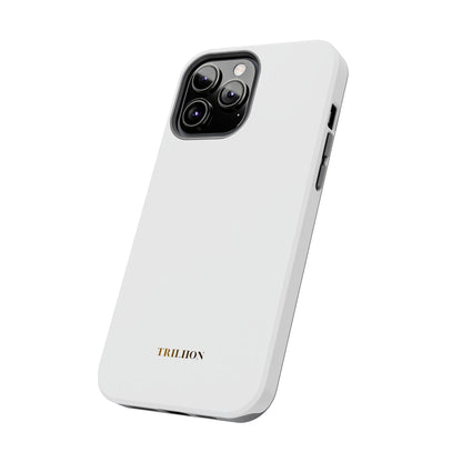 Tough Phone Case — Slim White Protective Case with Gold 'TRILLION' Accent