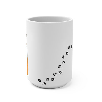 Cat Paw Trail 15oz Ceramic Mug – Cute Pawprint Coffee Cup for Cat Lovers
