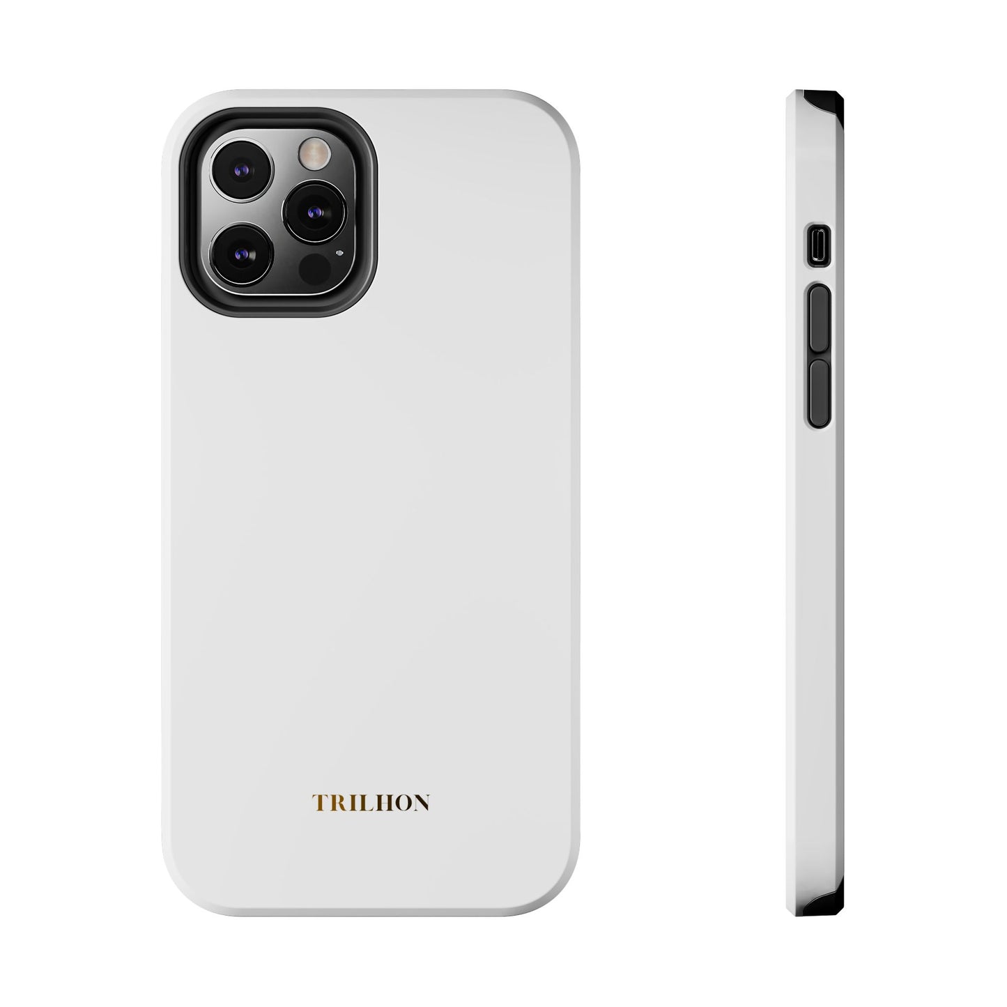 Tough Phone Case — Slim White Protective Case with Gold 'TRILLION' Accent