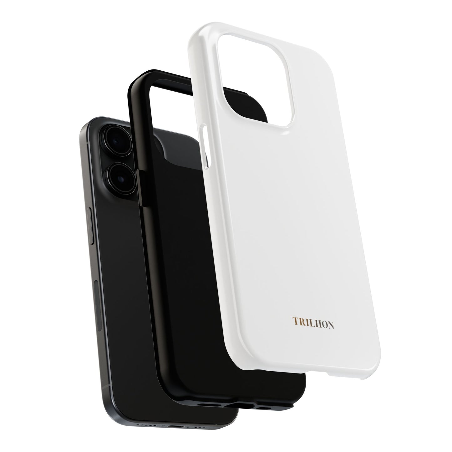 Tough Phone Case — Slim White Protective Case with Gold 'TRILLION' Accent