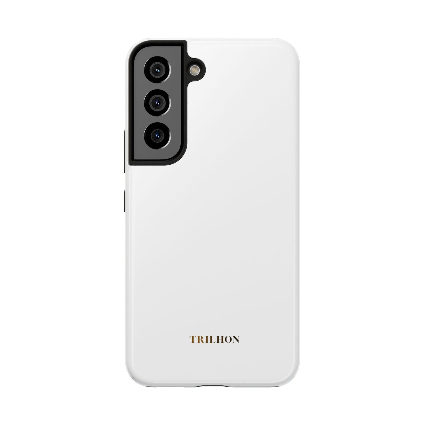 Tough Phone Case — Slim White Protective Case with Gold 'TRILLION' Accent