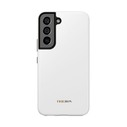 Tough Phone Case — Slim White Protective Case with Gold 'TRILLION' Accent