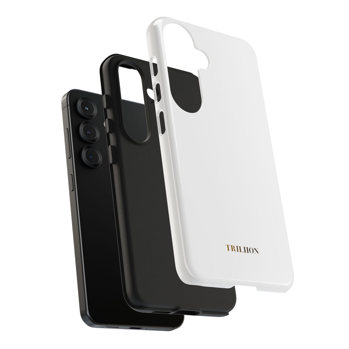 Tough Phone Case — Slim White Protective Case with Gold 'TRILLION' Accent