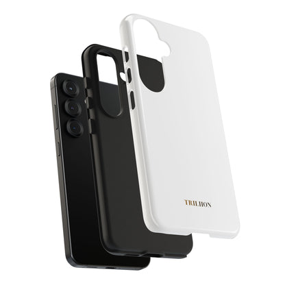 Tough Phone Case — Slim White Protective Case with Gold 'TRILLION' Accent