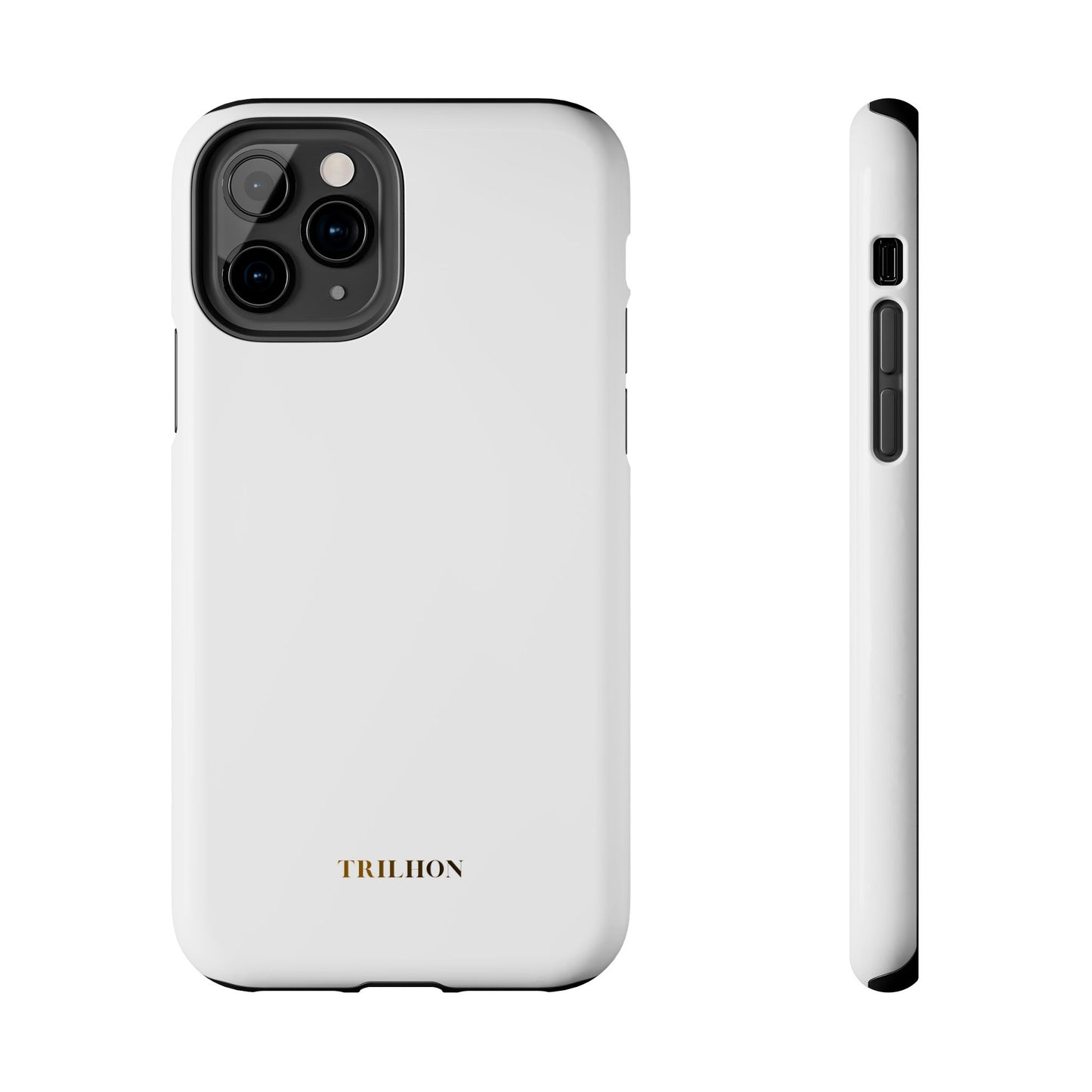 Tough Phone Case — Slim White Protective Case with Gold 'TRILLION' Accent