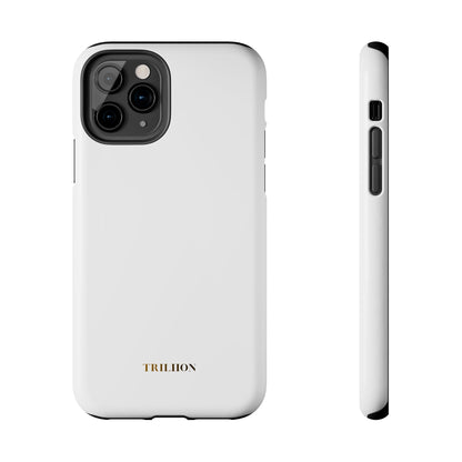 Tough Phone Case — Slim White Protective Case with Gold 'TRILLION' Accent