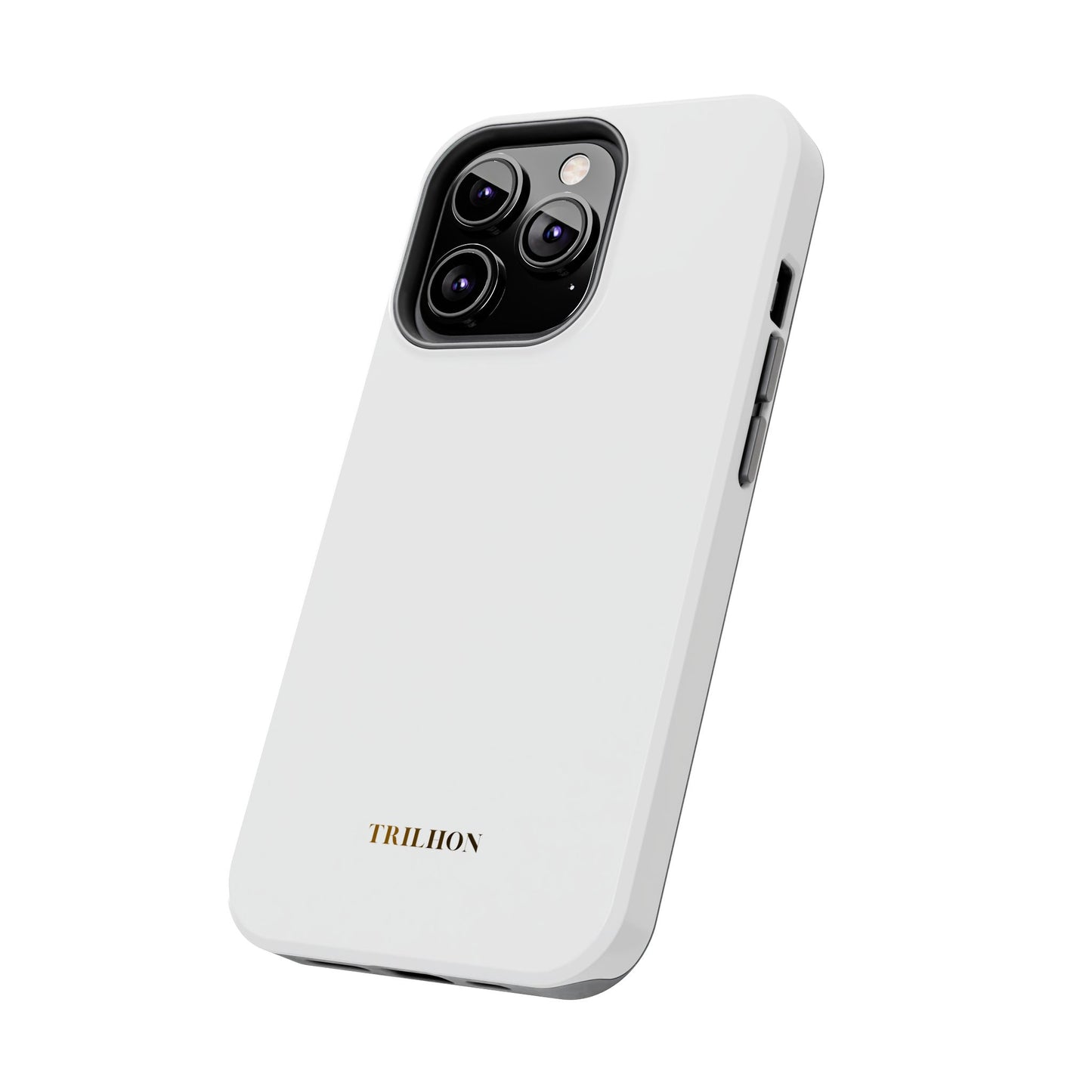 Tough Phone Case — Slim White Protective Case with Gold 'TRILLION' Accent
