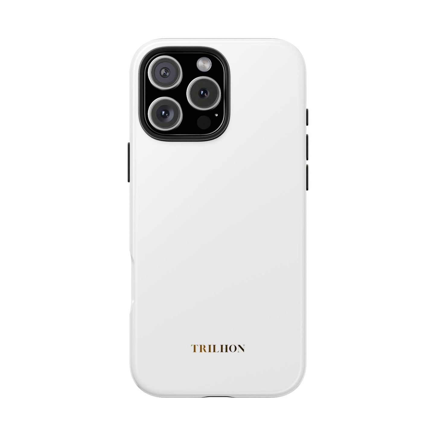 Tough Phone Case — Slim White Protective Case with Gold 'TRILLION' Accent