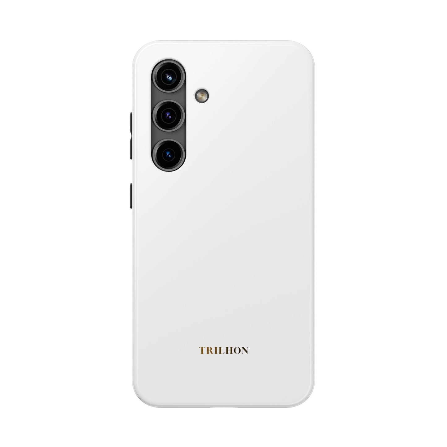 Tough Phone Case — Slim White Protective Case with Gold 'TRILLION' Accent