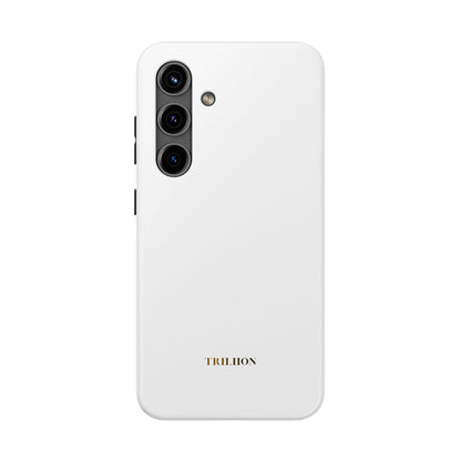 Tough Phone Case — Slim White Protective Case with Gold 'TRILLION' Accent