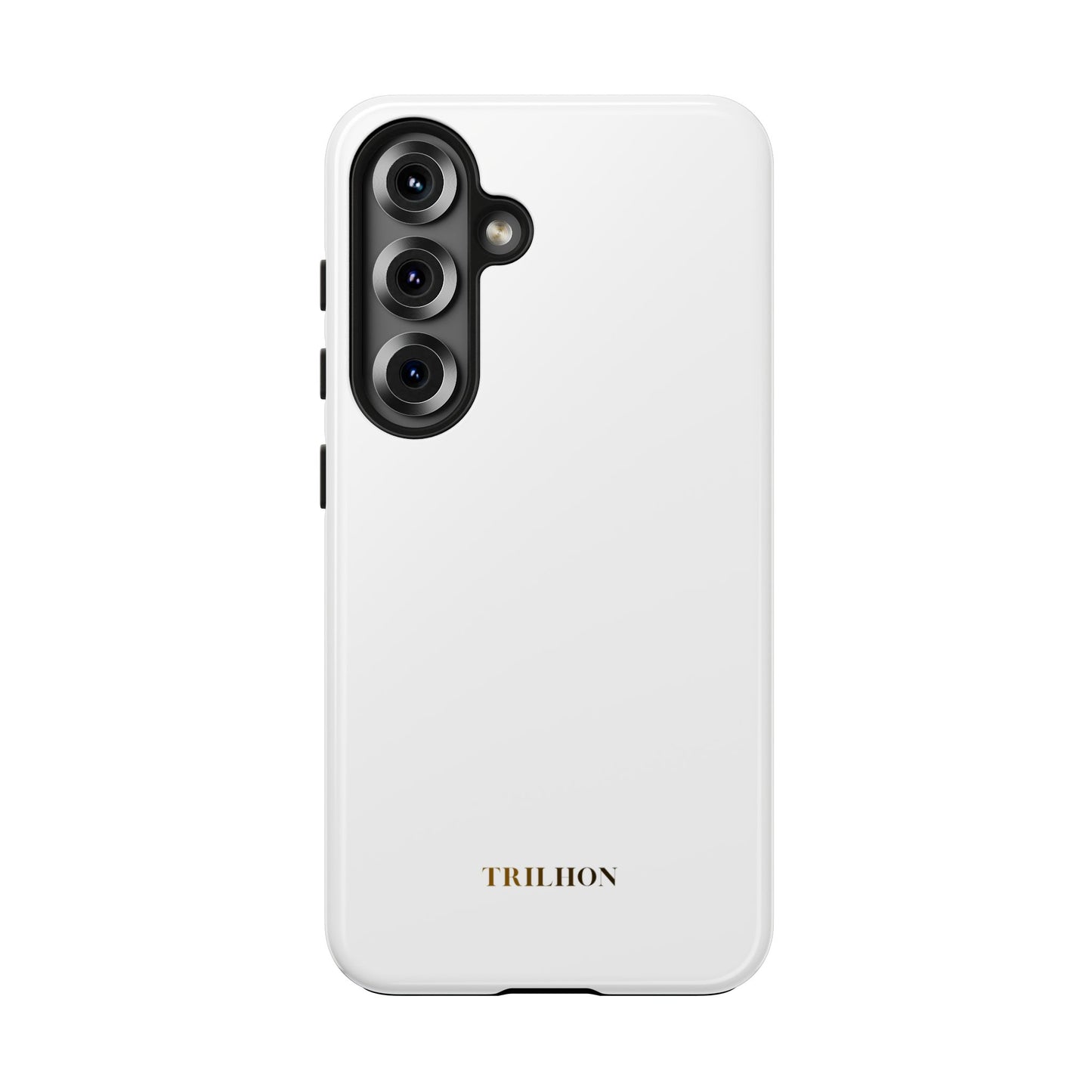 Tough Phone Case — Slim White Protective Case with Gold 'TRILLION' Accent