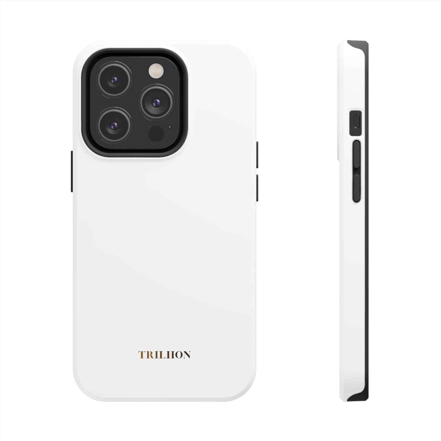 Tough Phone Case — Slim White Protective Case with Gold 'TRILLION' Accent