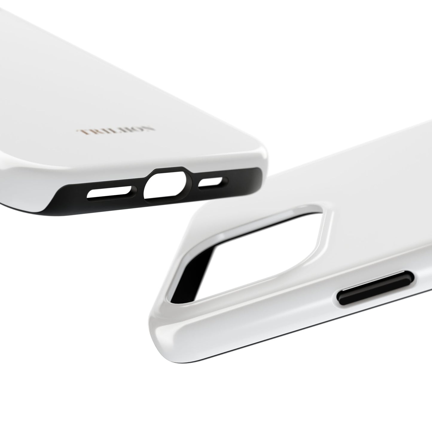 Tough Phone Case — Slim White Protective Case with Gold 'TRILLION' Accent