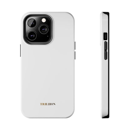 Tough Phone Case — Slim White Protective Case with Gold 'TRILLION' Accent