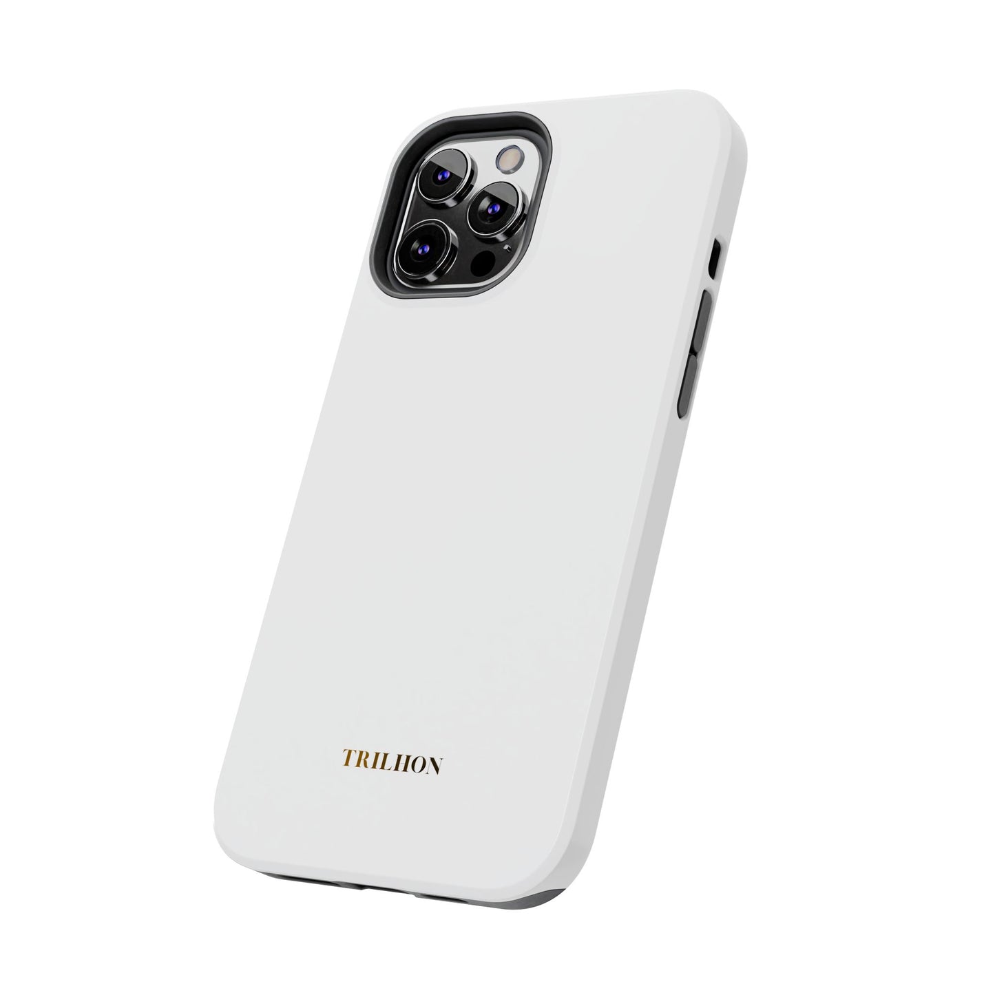 Tough Phone Case — Slim White Protective Case with Gold 'TRILLION' Accent