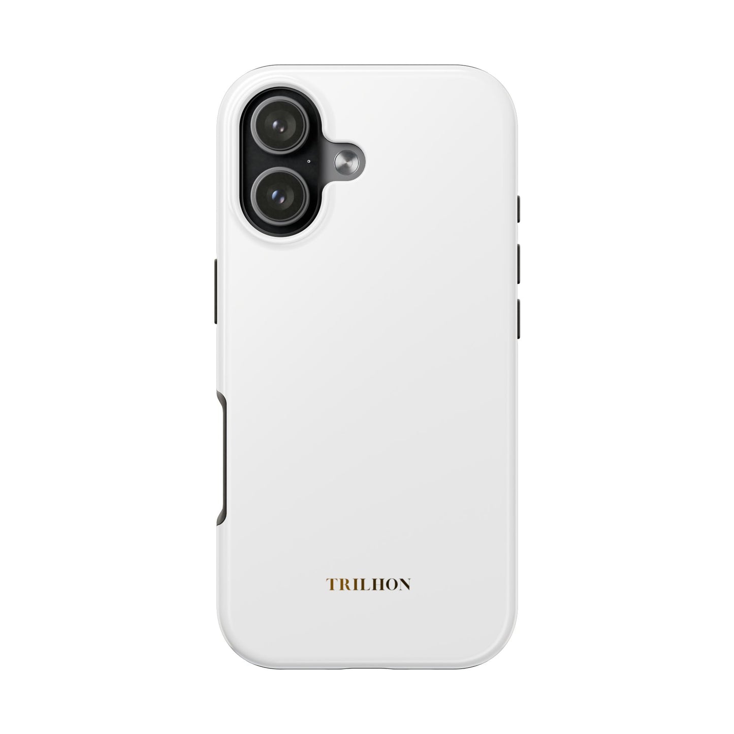 Tough Phone Case — Slim White Protective Case with Gold 'TRILLION' Accent