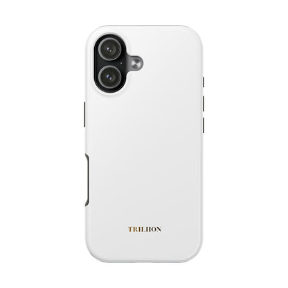 Tough Phone Case — Slim White Protective Case with Gold 'TRILLION' Accent