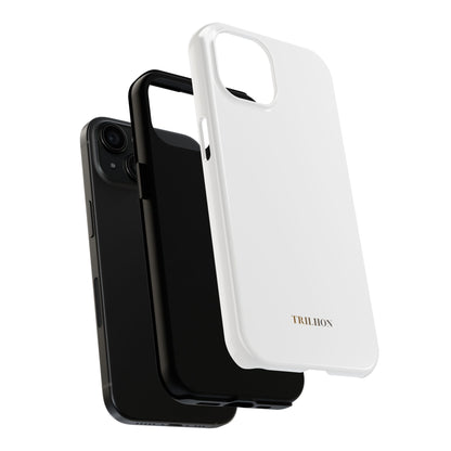 Tough Phone Case — Slim White Protective Case with Gold 'TRILLION' Accent