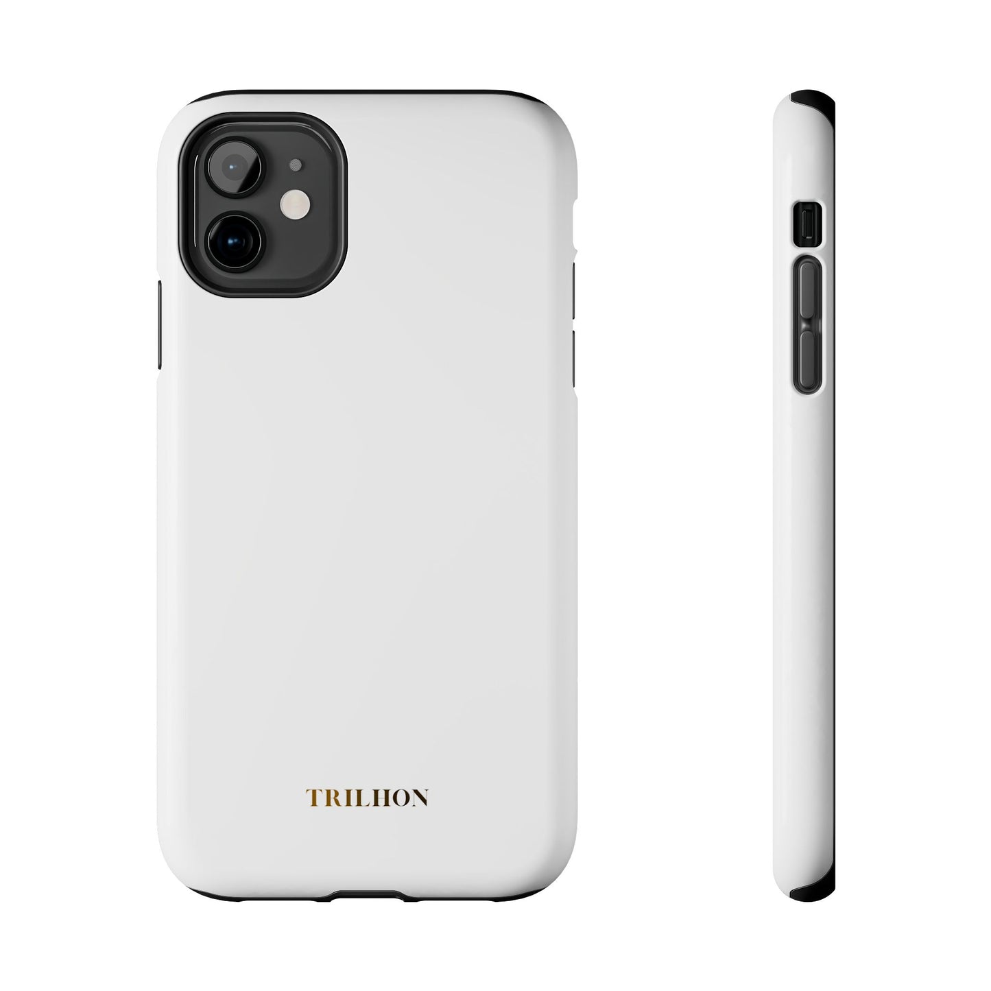 Tough Phone Case — Slim White Protective Case with Gold 'TRILLION' Accent