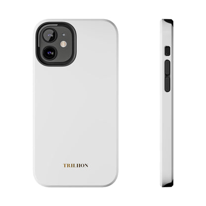 Tough Phone Case — Slim White Protective Case with Gold 'TRILLION' Accent