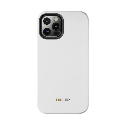 Tough Phone Case — Slim White Protective Case with Gold 'TRILLION' Accent