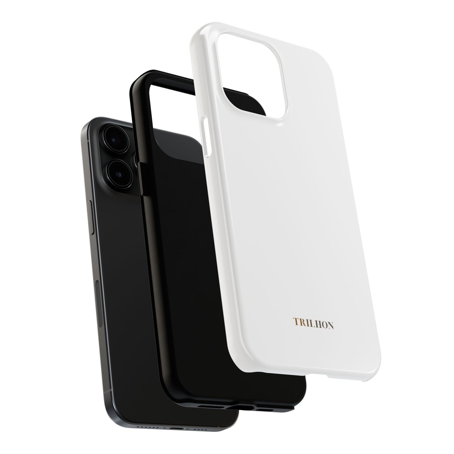Tough Phone Case — Slim White Protective Case with Gold 'TRILLION' Accent