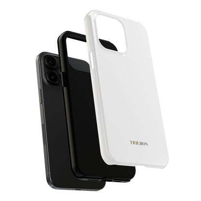 Tough Phone Case — Slim White Protective Case with Gold 'TRILLION' Accent