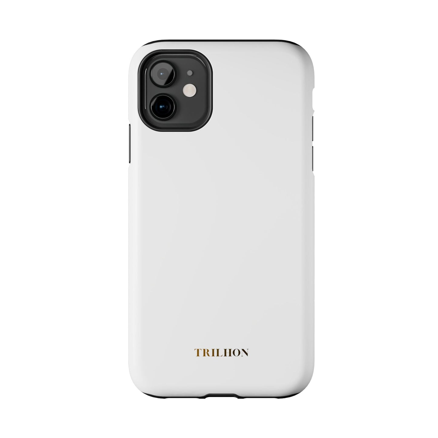 Tough Phone Case — Slim White Protective Case with Gold 'TRILLION' Accent