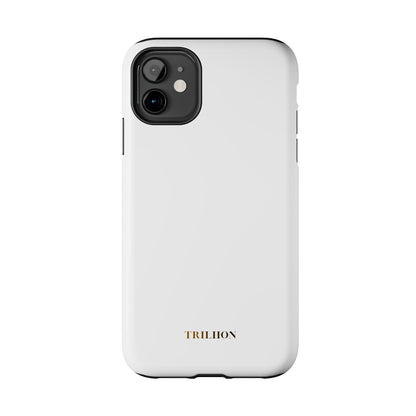 Tough Phone Case — Slim White Protective Case with Gold 'TRILLION' Accent
