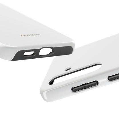 Tough Phone Case — Slim White Protective Case with Gold 'TRILLION' Accent